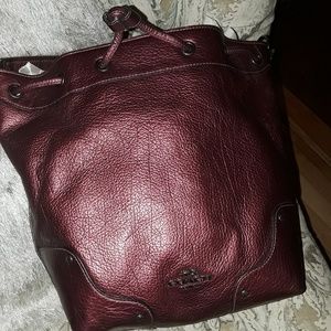 Beautiful deep red/cranberry leather Coach bag